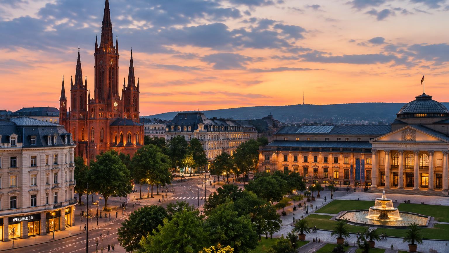 Wiesbaden-Mitte mit Marktkirche und Kurhaus