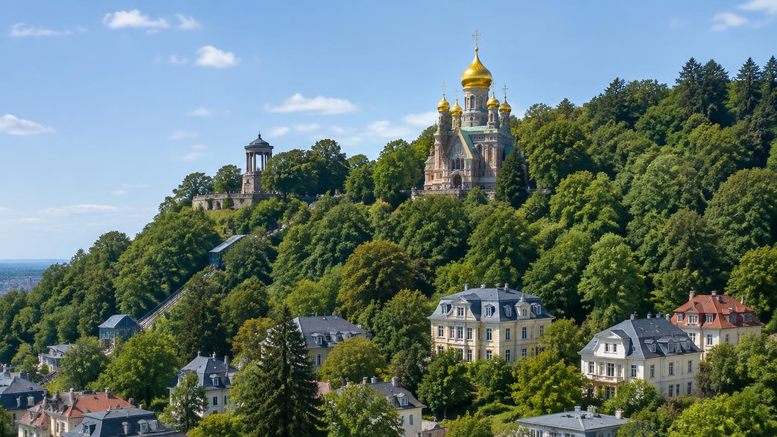 Neroberg mit Russischer Kirche in Wiesbaden-Nordost